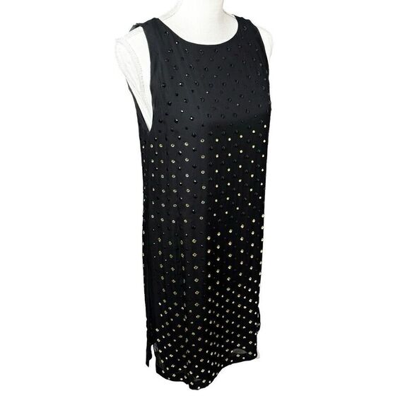Diane von Furstenberg Ella Silk Mini Dress Size 6 Faceted Crystals Chiffon Black - Picture 4 of 11